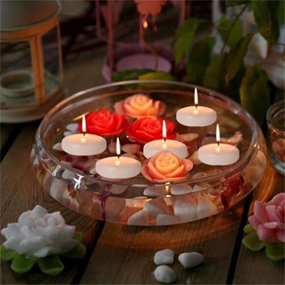 36 Pack White Floating Candles 3 inch Unscented and Non-Dripless Wax Burning ... - Picture 9 of 9